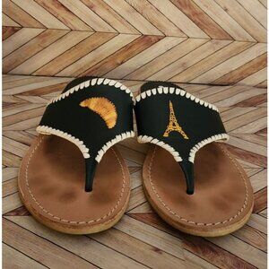 Women Jack Rogers Navy Blue J'adore Paris Eiffel Tower Flip Flop Shoe Size 11